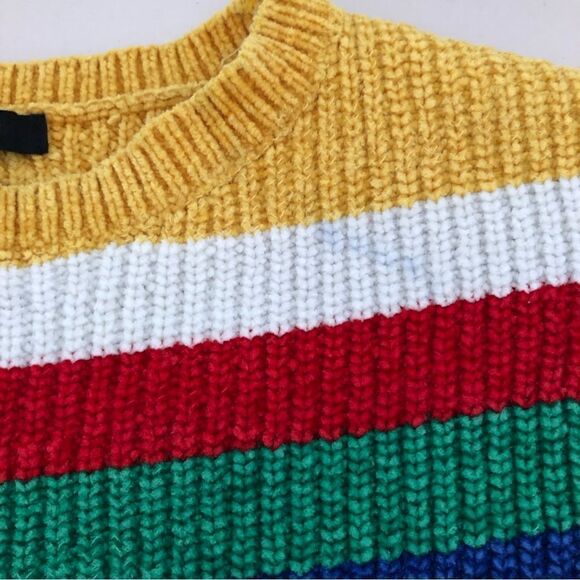 Sweet Rain Chenille Cropped Sweater Chunky Knit Mustard Size Large - Picture 8 of 9